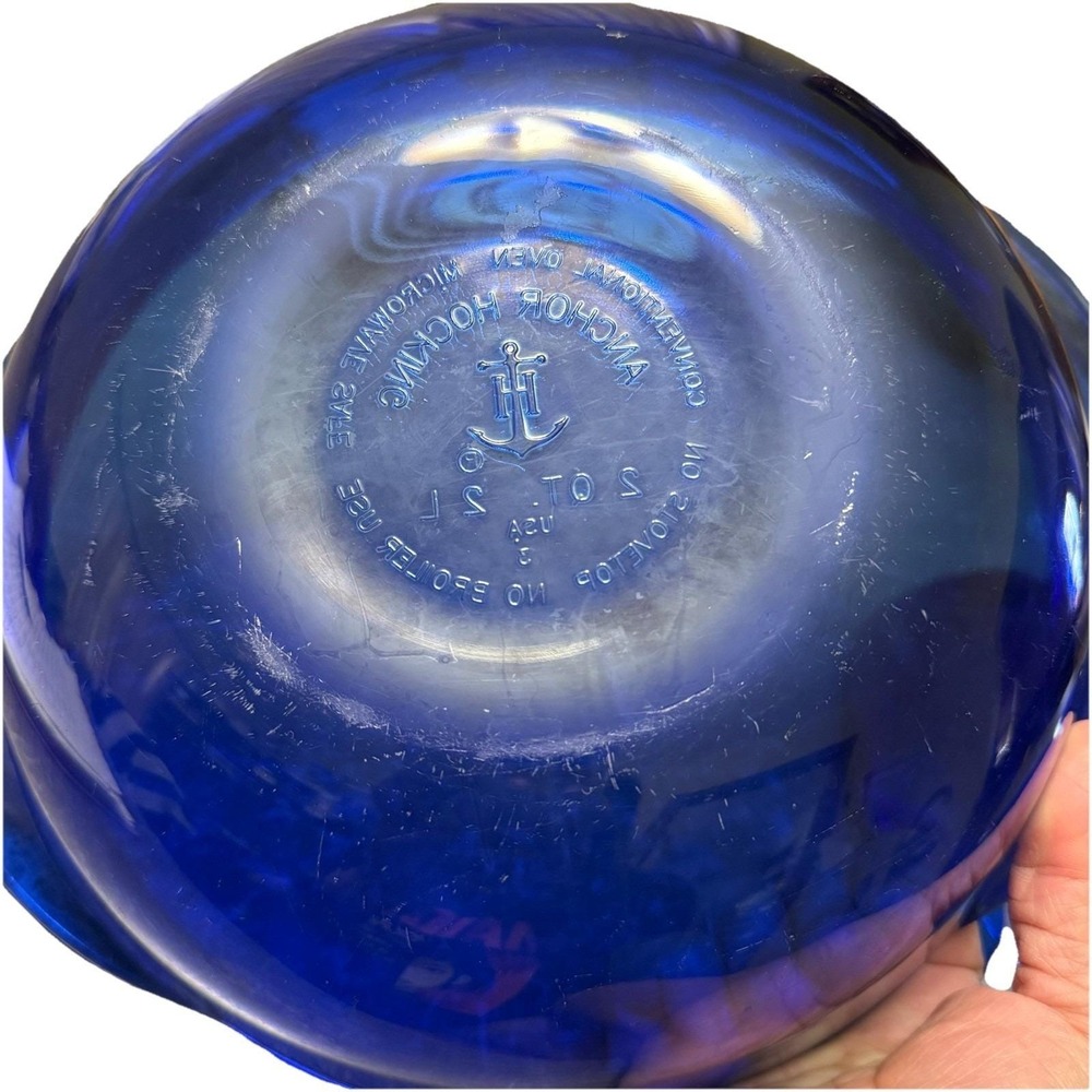Anchor Hocking Cobalt Blue Round Covered Lidded Casserole Dish 9" 2 Qt Vintage - Picture 5 of 12